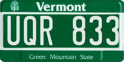 VT license plate UQR833