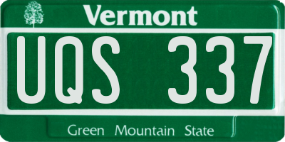 VT license plate UQS337