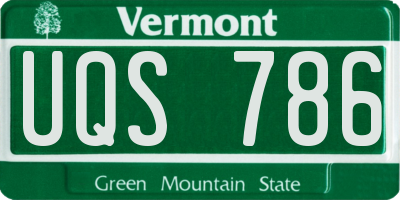 VT license plate UQS786