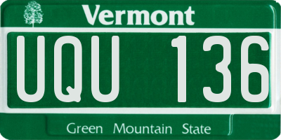 VT license plate UQU136