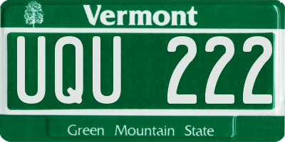VT license plate UQU222