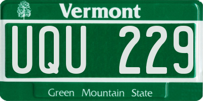 VT license plate UQU229