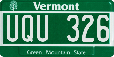 VT license plate UQU326