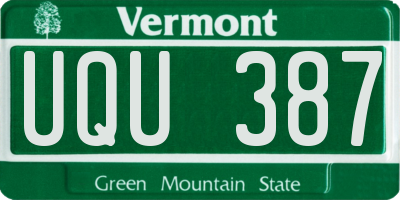 VT license plate UQU387