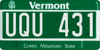 VT license plate UQU431