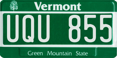 VT license plate UQU855