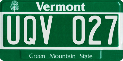 VT license plate UQV027