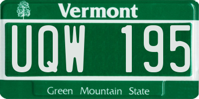 VT license plate UQW195