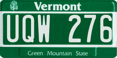 VT license plate UQW276