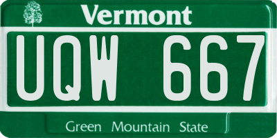 VT license plate UQW667
