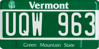 VT license plate UQW963