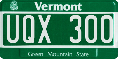 VT license plate UQX300