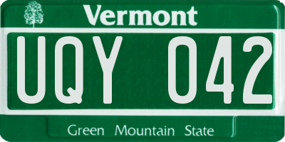 VT license plate UQY042