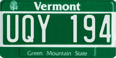 VT license plate UQY194