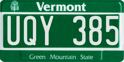 VT license plate UQY385