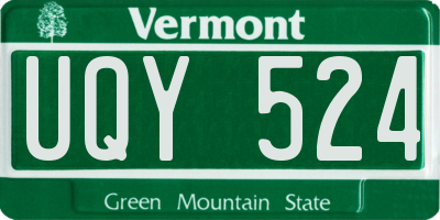 VT license plate UQY524