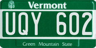 VT license plate UQY602