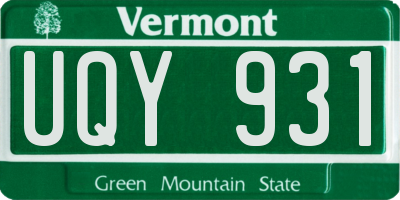 VT license plate UQY931