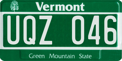 VT license plate UQZ046