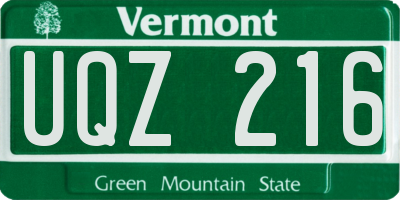 VT license plate UQZ216