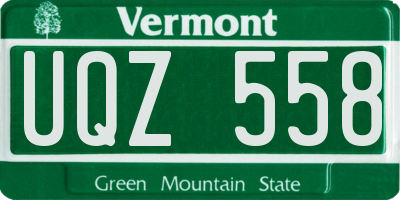 VT license plate UQZ558