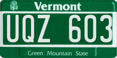 VT license plate UQZ603