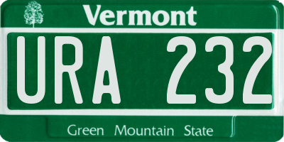 VT license plate URA232