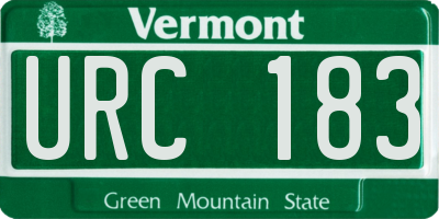 VT license plate URC183