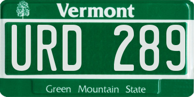 VT license plate URD289