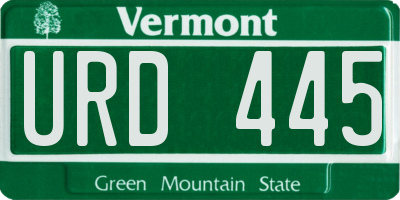 VT license plate URD445