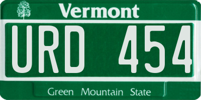 VT license plate URD454