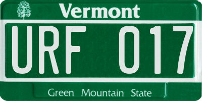 VT license plate URF017