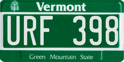 VT license plate URF398