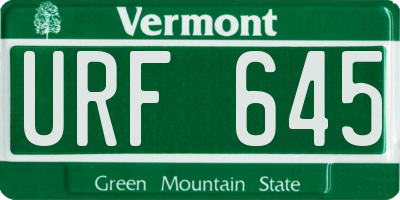 VT license plate URF645