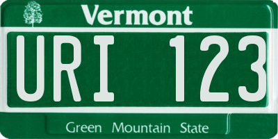VT license plate URI123