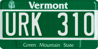 VT license plate URK310