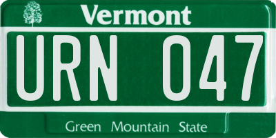 VT license plate URN047