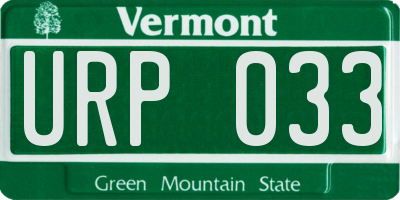 VT license plate URP033