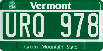 VT license plate URQ978