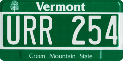 VT license plate URR254