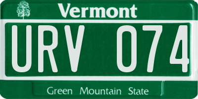 VT license plate URV074