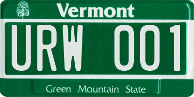 VT license plate URW001