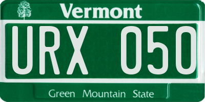 VT license plate URX050