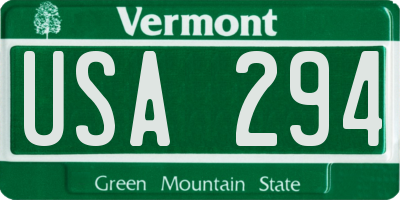 VT license plate USA294