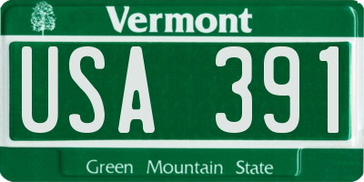 VT license plate USA391