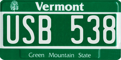VT license plate USB538