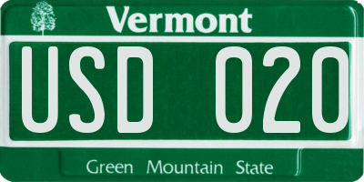 VT license plate USD020