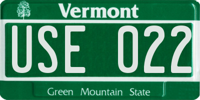 VT license plate USE022