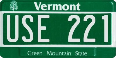 VT license plate USE221