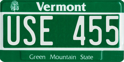 VT license plate USE455